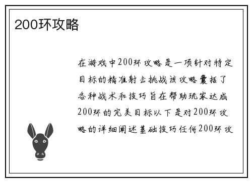 200环攻略